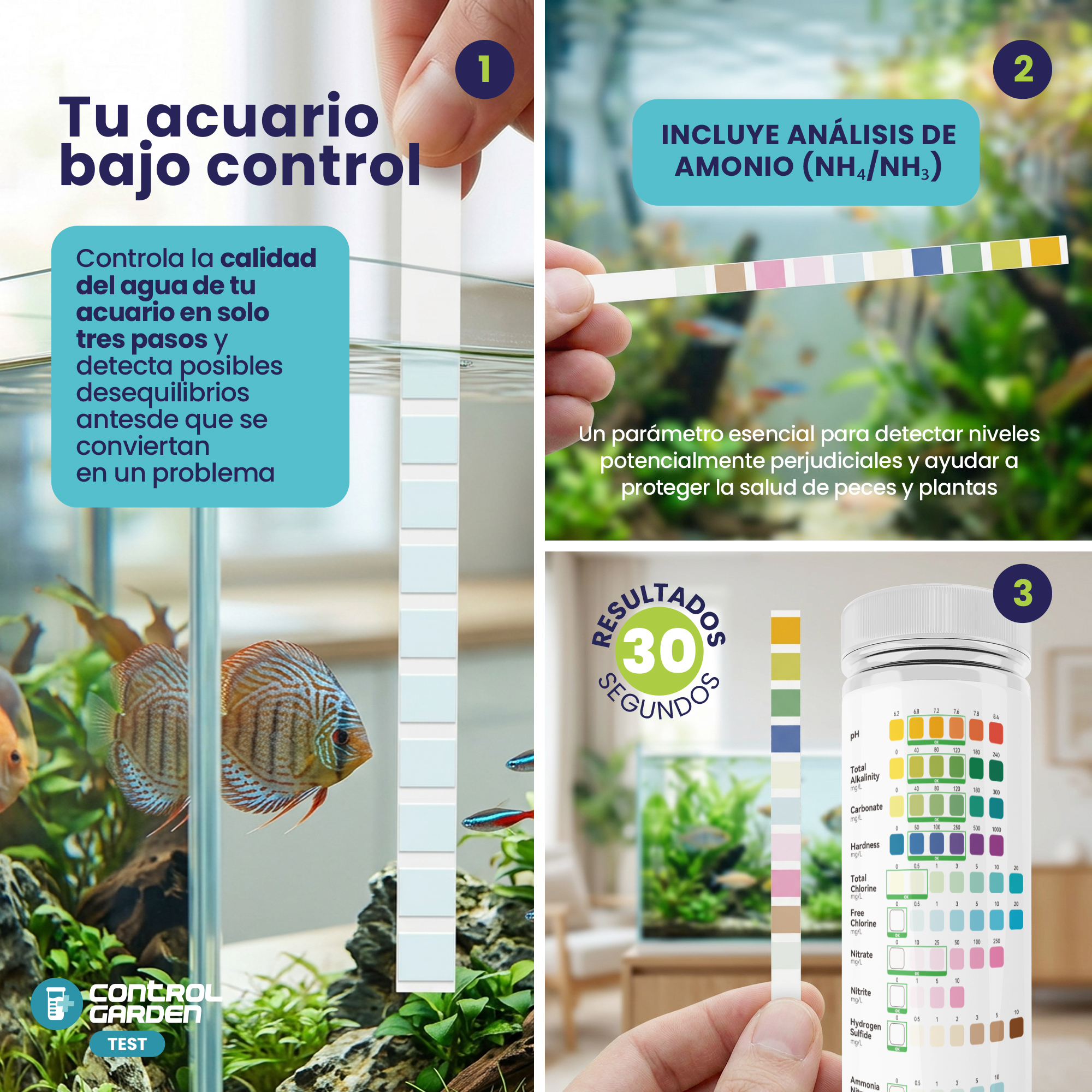 Kit de 160 Tiras Reactivas para Acuario 10 en 1 de Control Garden · foto 8