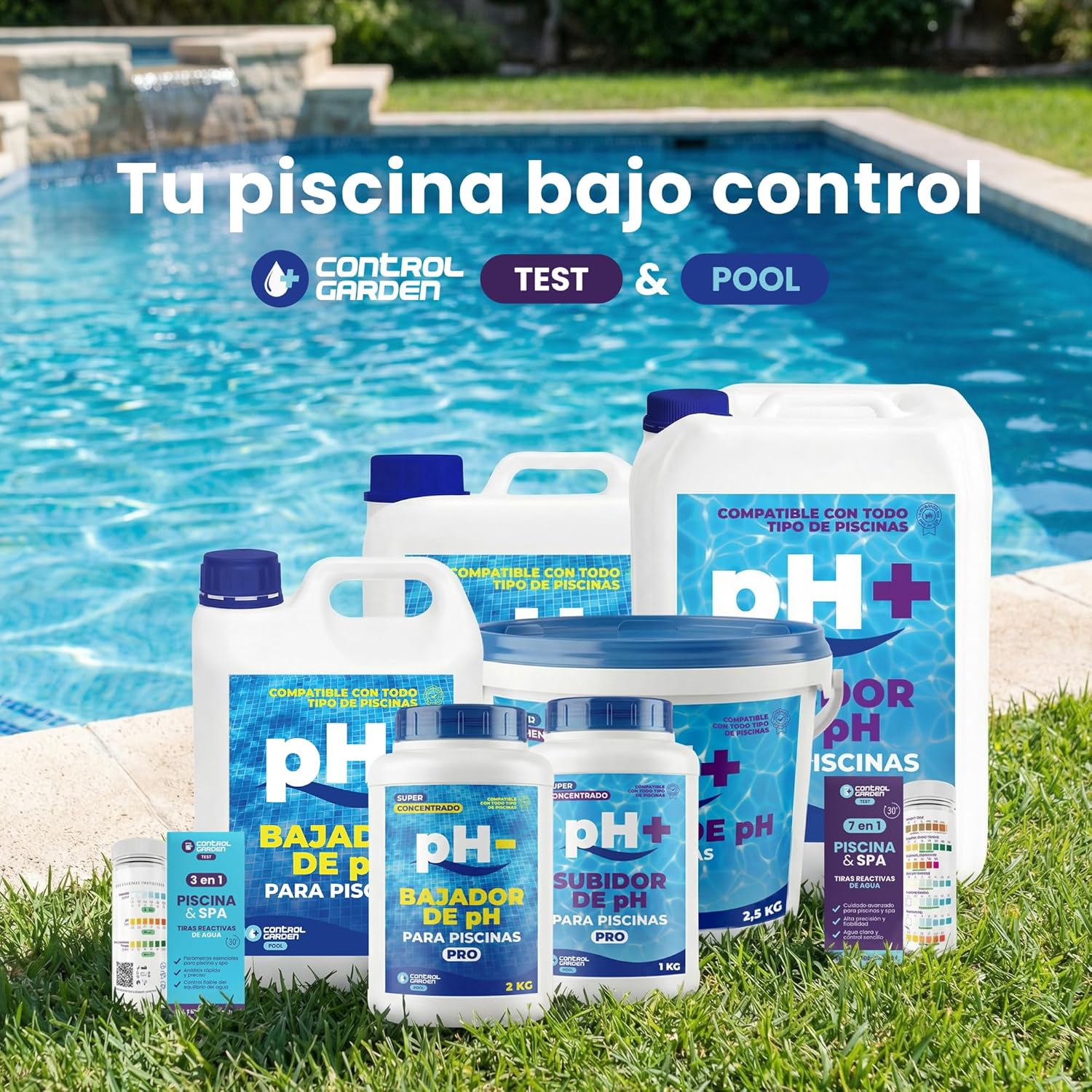 Tiras pH reactivas 7 en 1 para análisis de agua de piscina · foto 6