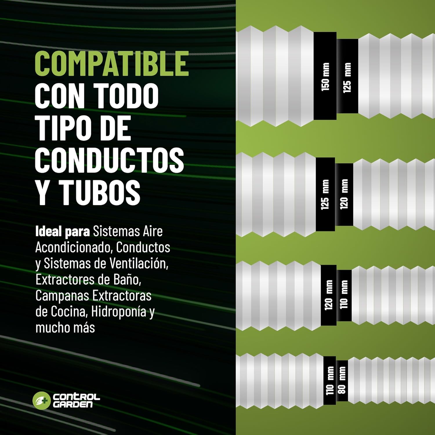 Reductor negro universal para sistemas de ventilación de Control Garden · foto 4