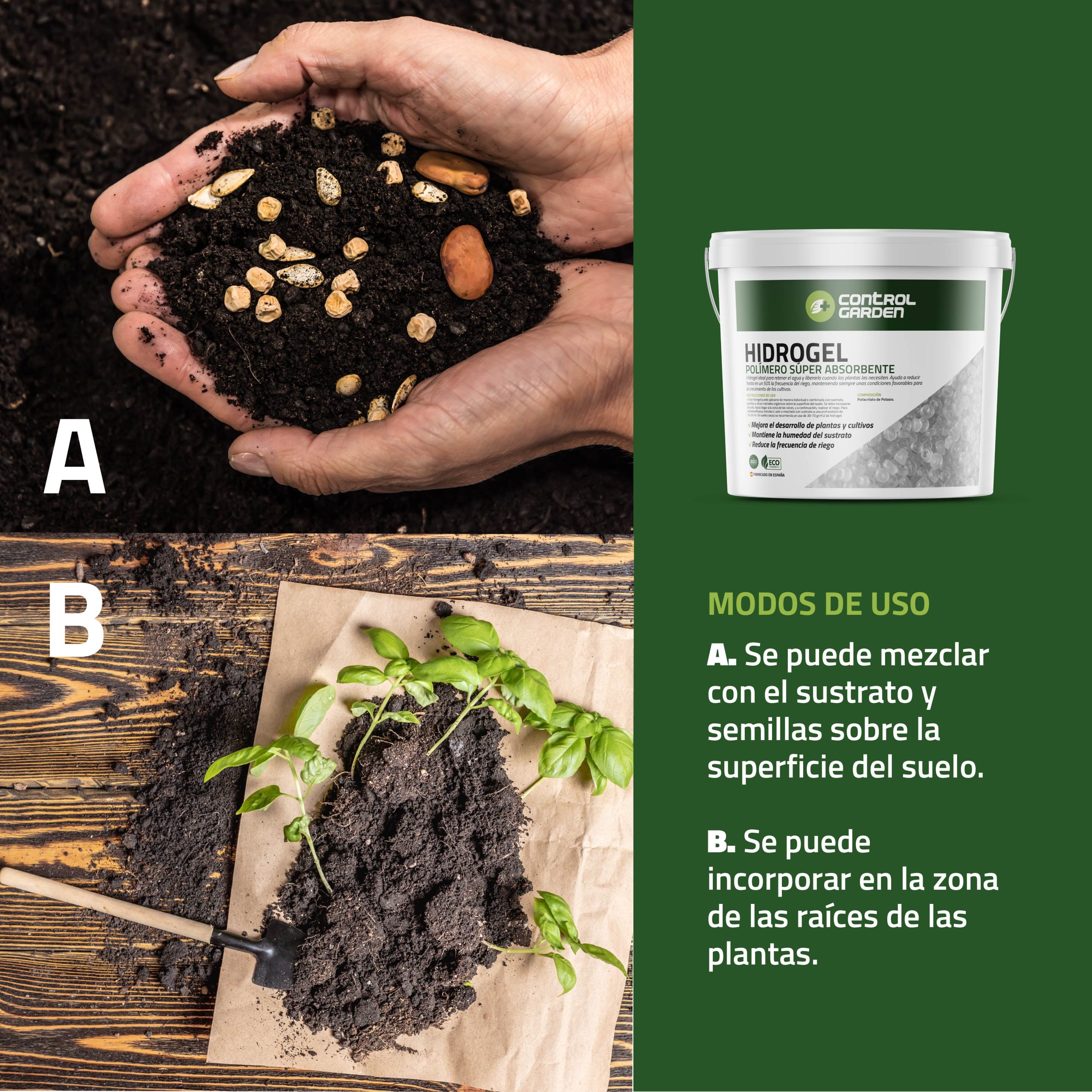 Hidrogel retenedor de agua en tarrina de 5 kg para jardinería · foto 4