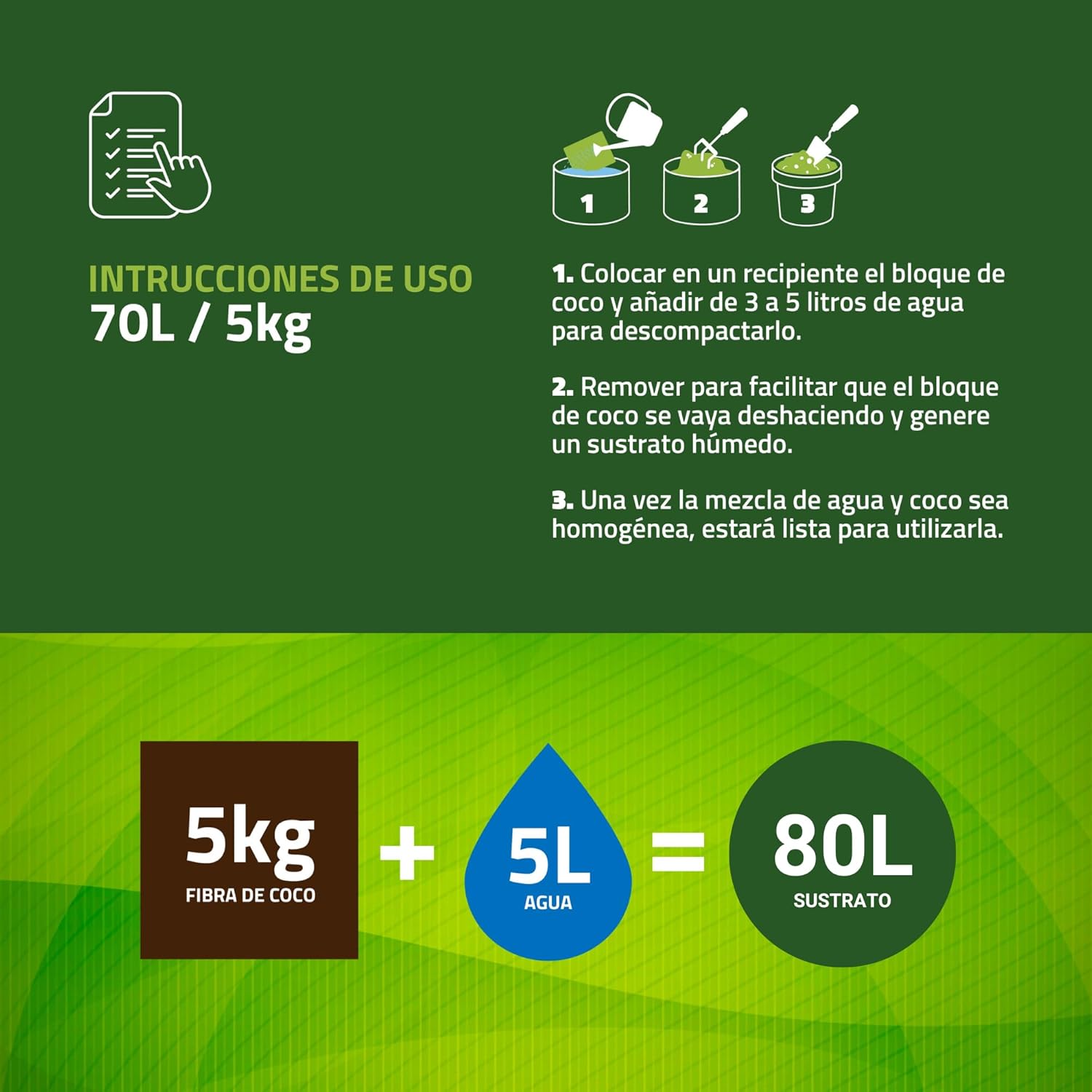 Bloque de fibra de coco 5 kg que se expande a 80 litros para cultivos. · foto 3