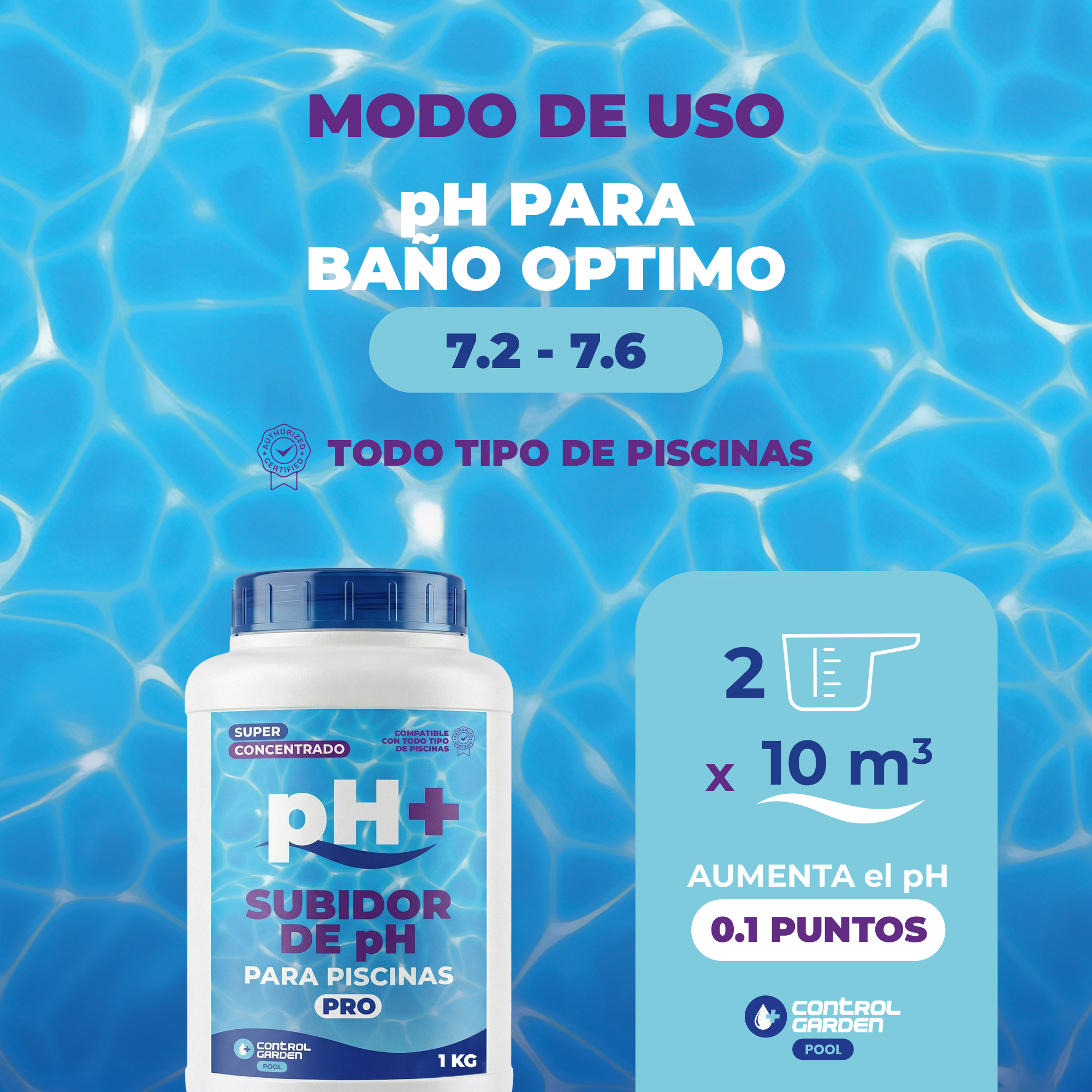 Subidor de pH Sólido Control Garden 1 kg para piscinas · foto 6