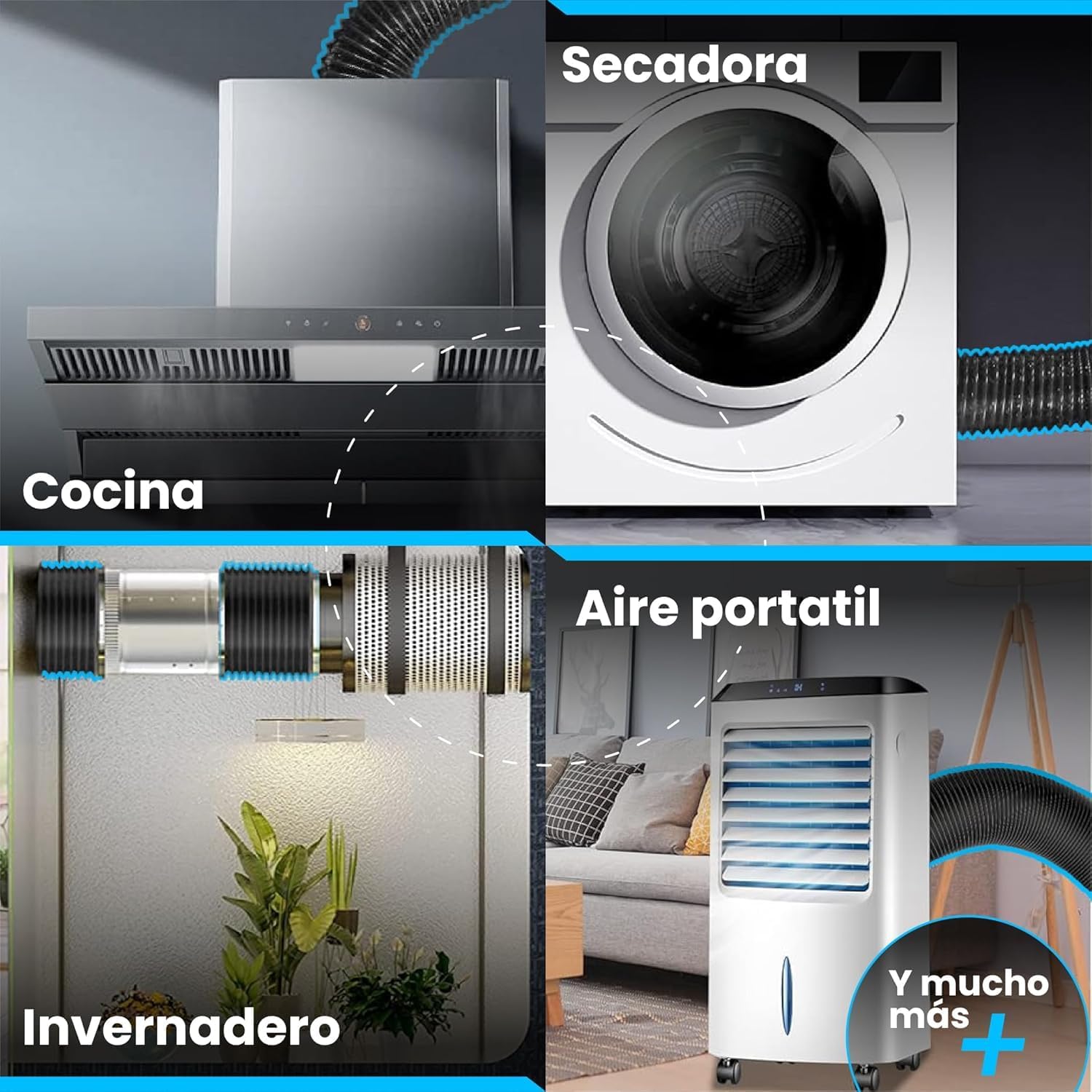 Tubo flexible de aluminio negro de 127 mm y 10 m para ventilación · foto 5