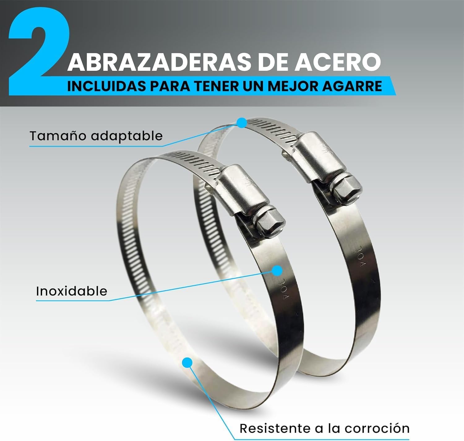Tubo flexible de aluminio negro de 315 mm y 5 m con abrazaderas para ventilación · foto 4