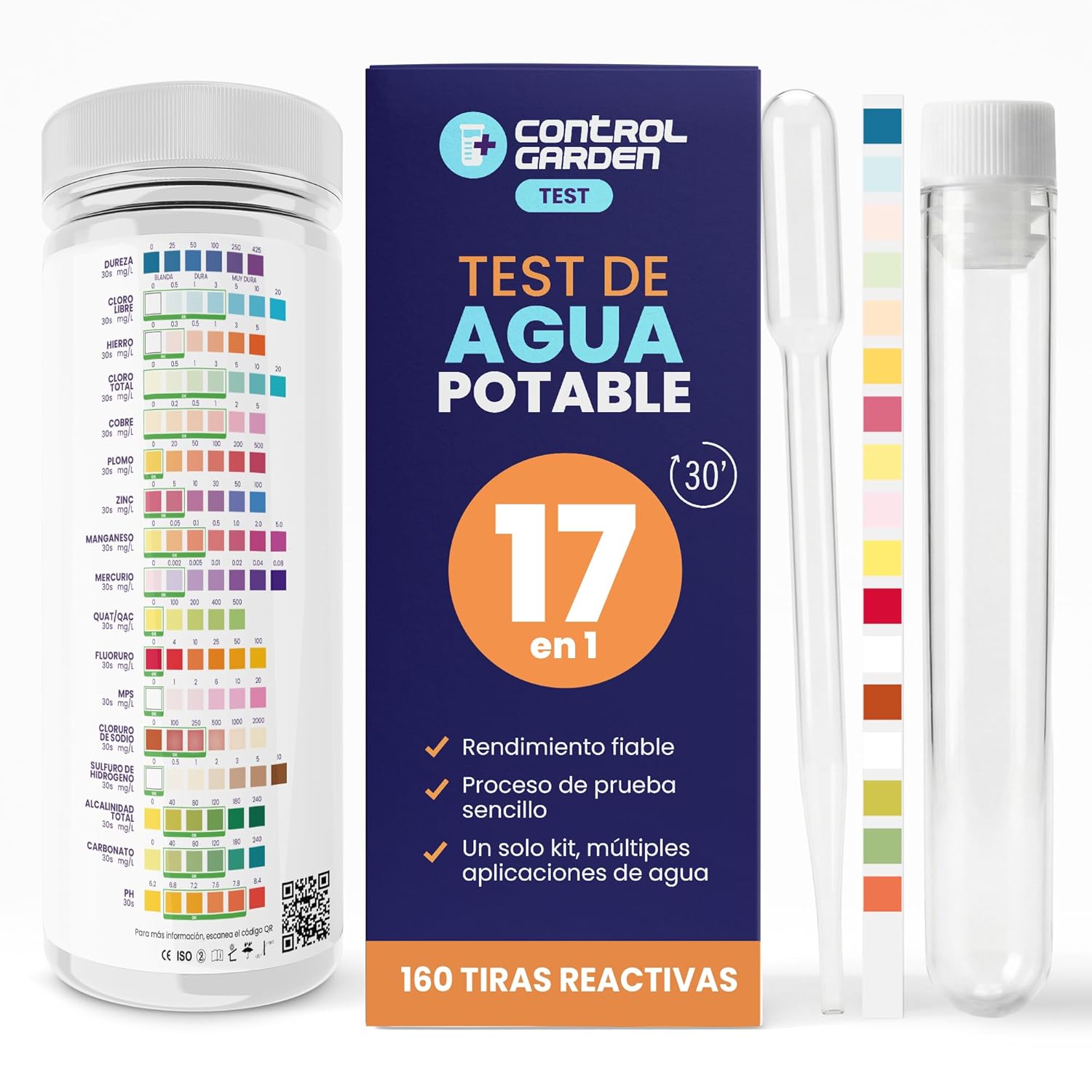 17 in 1 Trinkwasser-Testkit · 160 Teststreifen · Ergebnisse in 30s