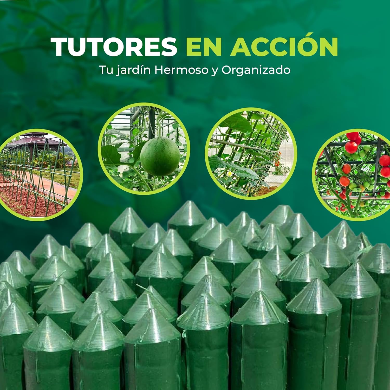 Tutores de acero recubiertos de PVC de 120 cm en pack de 30 unidades · foto 8