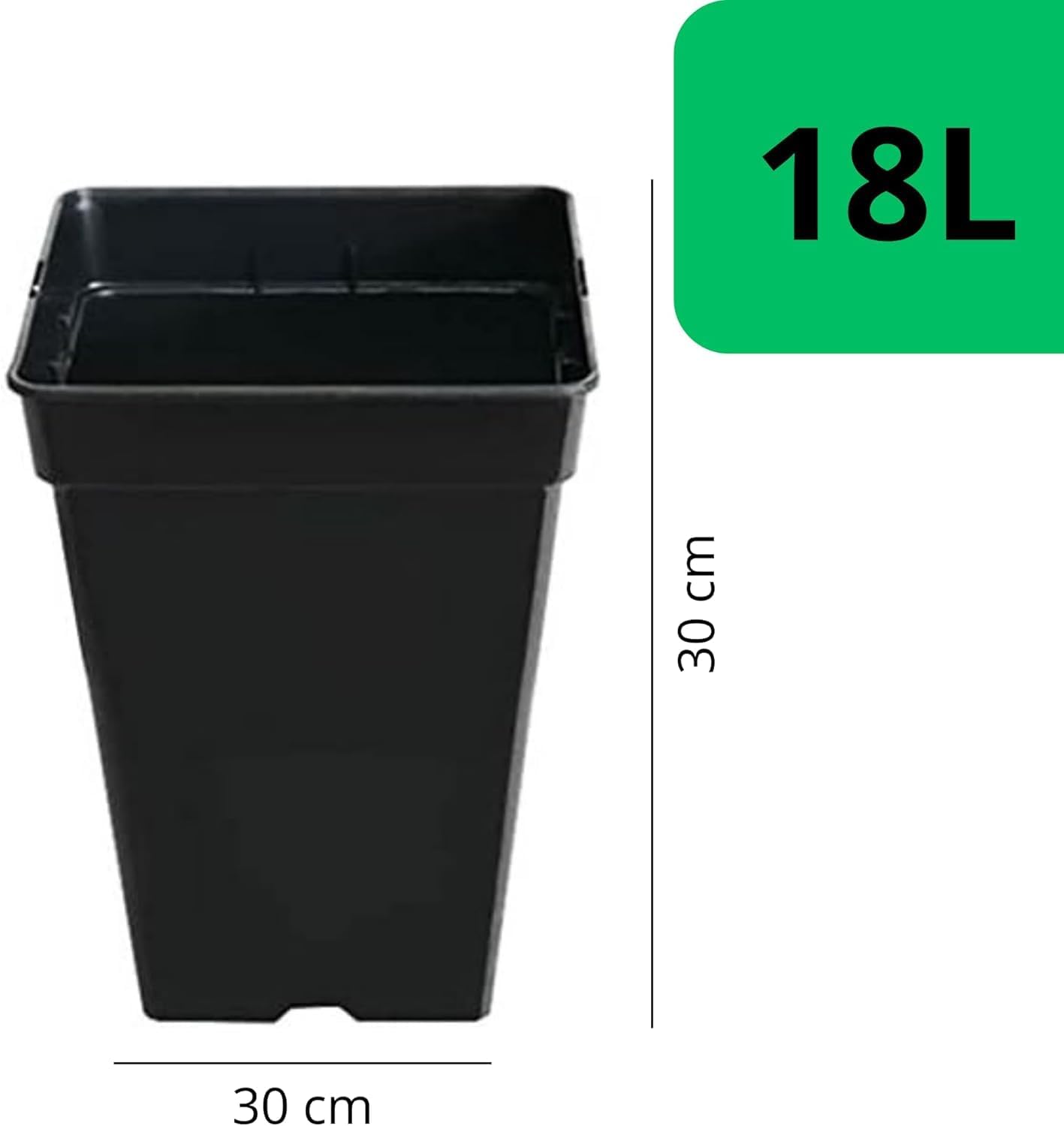 Pack de 20 macetas de plástico de 18 litros para cultivo y jardinería · foto 2